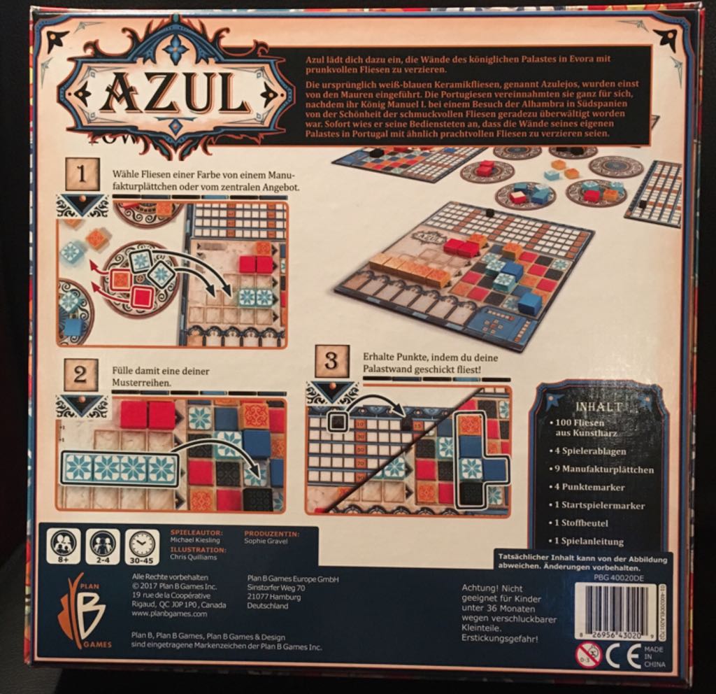 AZUL| Board Games Jogos de Tabuleiro | Paladins Games Store