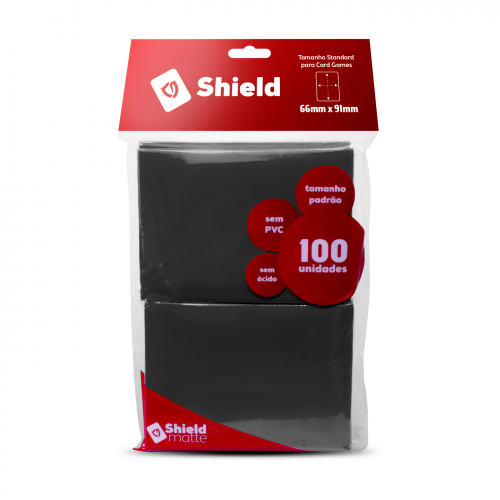 SLEEVES CENTRAL SHIELD PRETO 66X91MM C/100, Protetor Carta Shield Cards